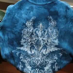 Gorgeous BLUE Sledge USA tie-dye Long-Sleeve Ribbed Shirt